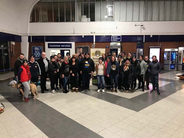 Railway volunteers ‘sleep out’ in aid of local Blackpool homeless charity: Blackpool North charity sleep out