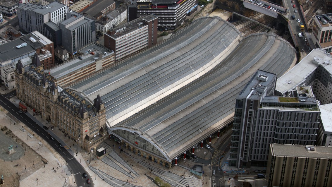 Helicopter shot of Liverpool Lime Street station - Credit Network Rail Air Operations