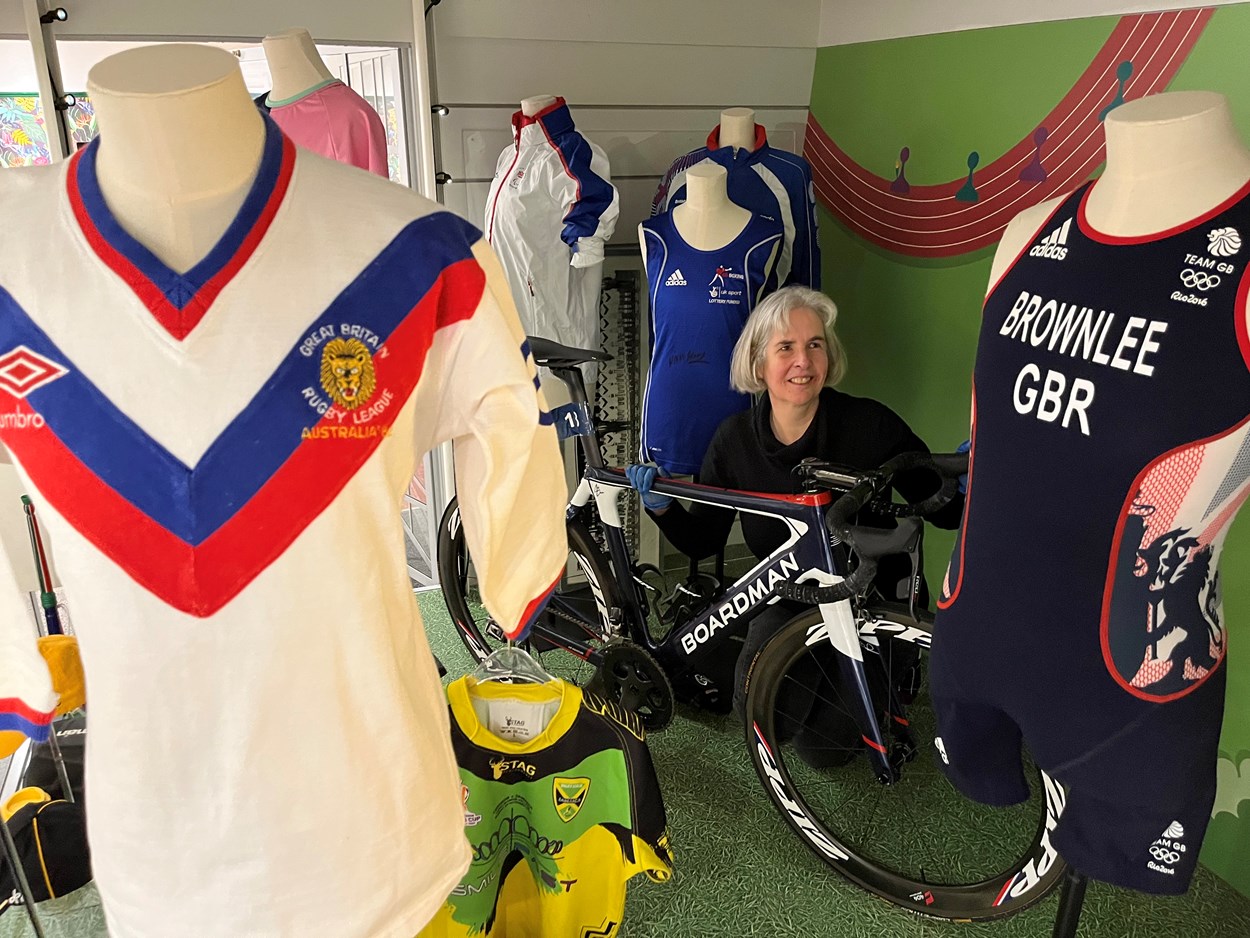 All to Play For: Kitty Ross, Leeds Museums and Galleries' curator of social history, with a glove and kit worn by Leeds-born double Olympic boxing champion Nicola Adams, a bike and kit worn by Alistair Brownlee, the only athlete to hold two Olympic triathlon titles and and Leeds and Great Britain Rugby League star John Holmes, from Kirkstall, who lifted a World Cup at the age of just 20.
