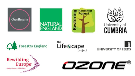 Logos of funders and partners involving in South Cumbria Pine Marten Recovery Project