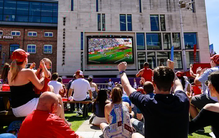 Roar on the Lionesses from Millennium Square as they bid for Euro 2025 final place: Mill Square England women's football