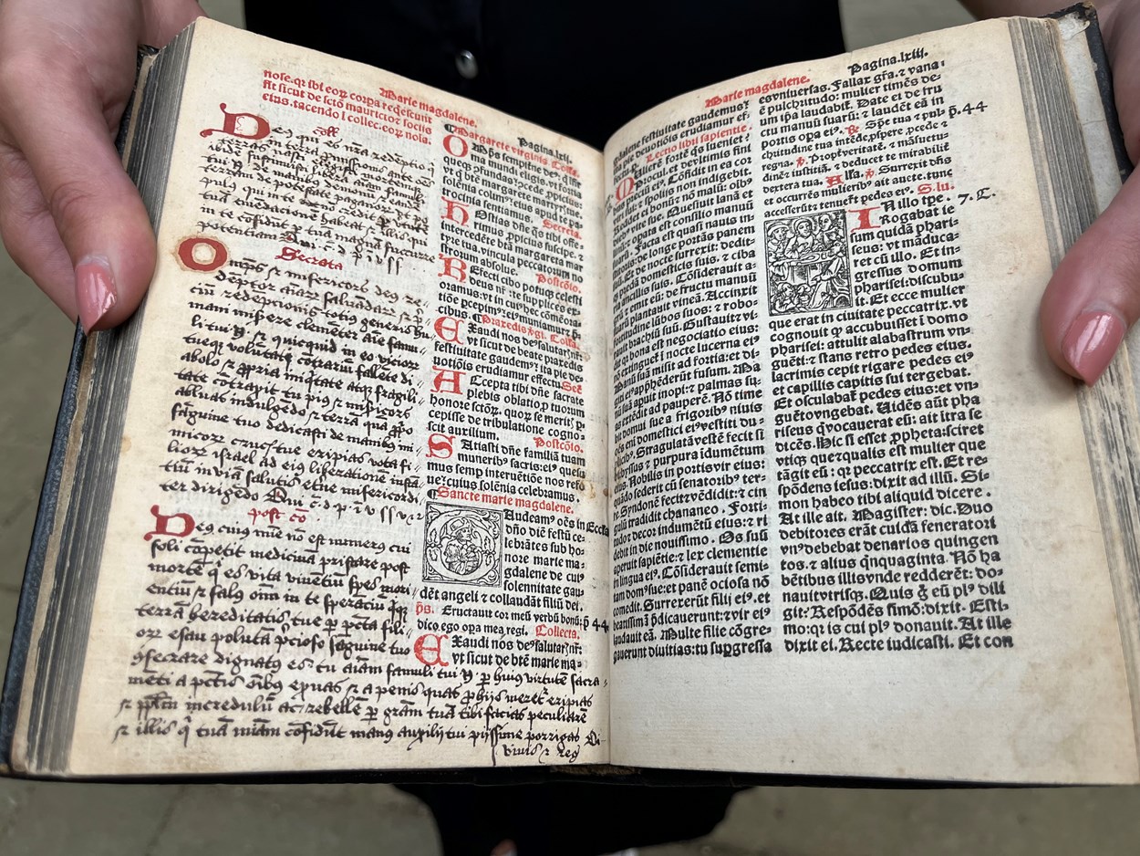 Kirkstall Missal: Handwritten passages in Leeds Central Library's precious copy of the Missale ad usum Cistercienci, which librarians believe may have been inscribed by monks at Kirkstall Abbey. Printed in Paris in 1516, the book is believed to have once belonged to the monks of Kirkstall Abbey and remarkably, it still contains notes and passages they delicately wrote by hand.