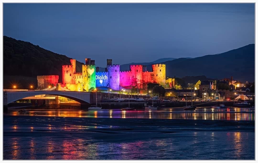 Conwy Castle bridge Rainbow