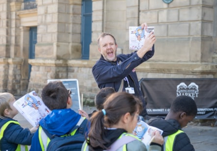 Phil Sheppard, National Literacy Trust, delivers Doncaster Story Quest