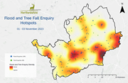 Heatmap of calls for Storm Ciaran: Heatmap of calls for Storm Ciaran