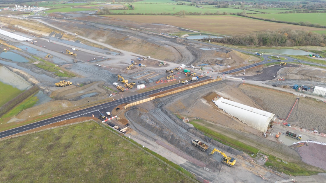 Aerial view of the Greatworth green tunnel and B4525 Dec 2025 Pic 1