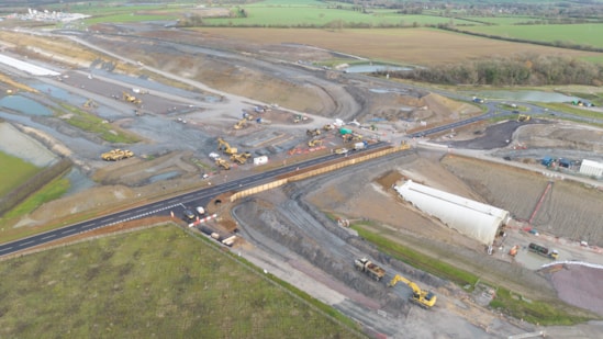 Aerial view of the Greatworth green tunnel and B4525 Dec 2025 Pic 1