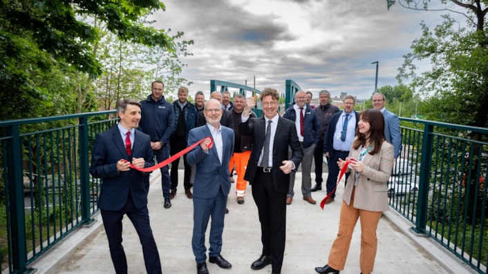 Completed Armley Gyratory footbridges improving vital routes for walking and cycling: Armley Gyratory footbridge opening ribbon cutting