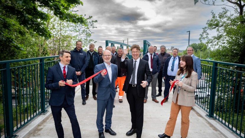 Completed Armley Gyratory footbridges improving vital routes for walking and cycling: Armley Gyratory footbridge opening ribbon cutting