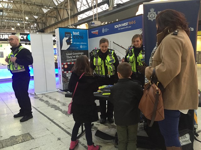 Network Rail and South West Trains ask passengers to stay safe near the railway this winter: Members of the public were invited to find out more about how they could stay safe near the railway