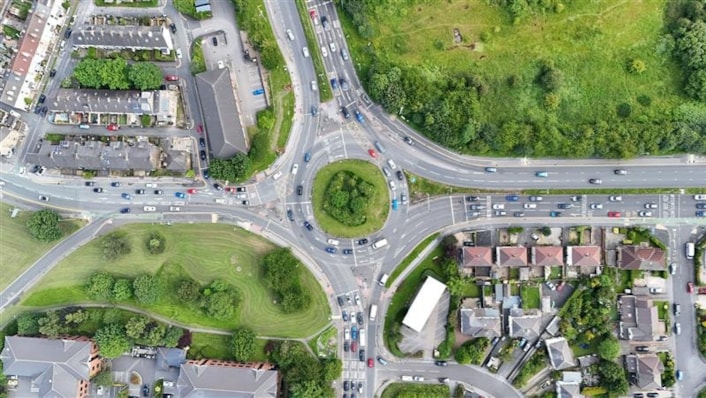 £35.709 million green light for major A647/A6120 Dawsons Corner \ Stanningley Bypass scheme: Dawsons Corner junction aerial