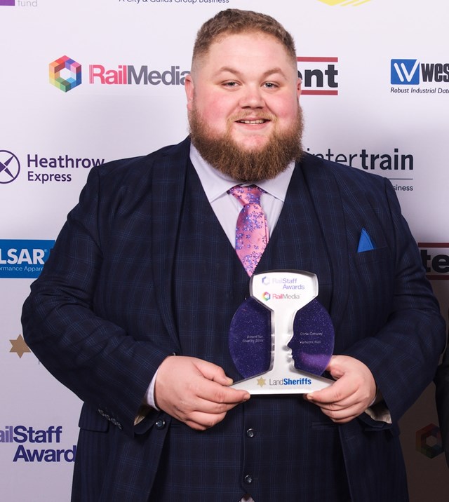 Blackpool homelessness ambassador wins another charity award: Chris Conway Rail Staff award winner