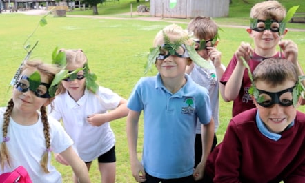 Eco Schools - children making leaf masks 2024