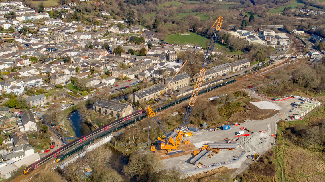 Rail improvement work completed in Lostwithiel: Drone shot of Lostwithiel