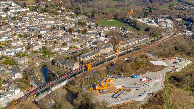 Drone shot of Lostwithiel