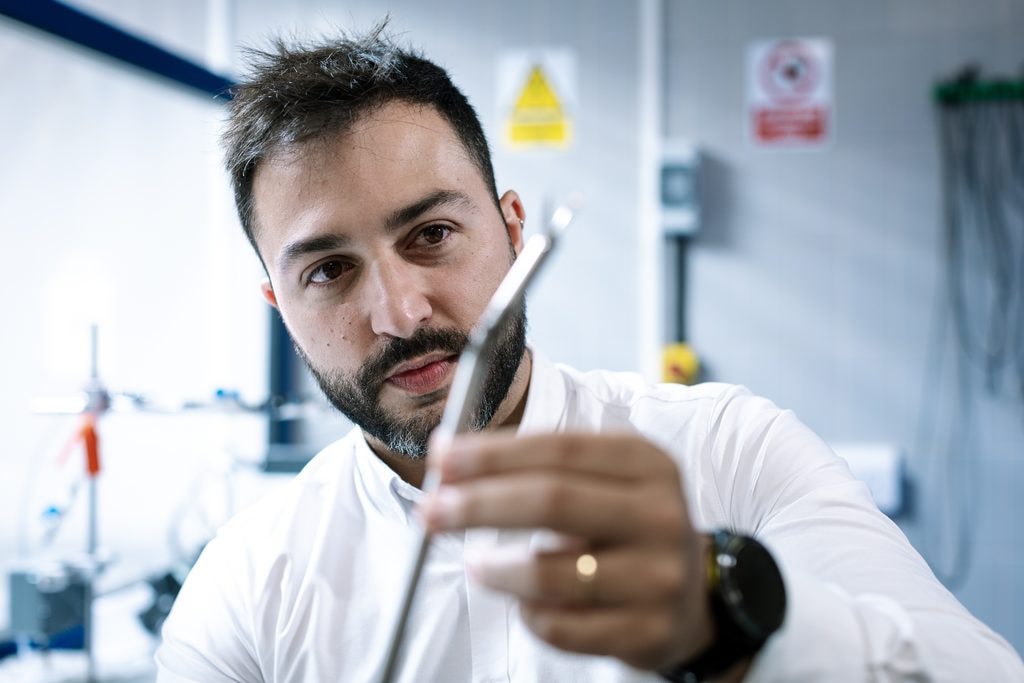 Dr Nico Fenu, co-founder and chief operating officer with Nami Surgical's ultrasonic scalpel for robotic-assisted surgery.

Picture by Andrew Cawley courtesy of the Scottish National Investment Bank