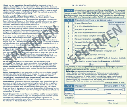 Sample image: Old FP10 Paper Prescription Form