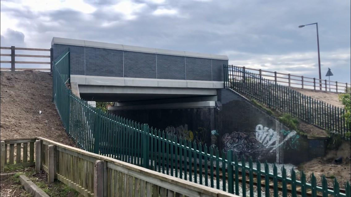 Side view of new Highbury Road bridge