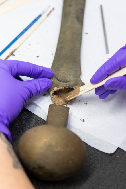 Conservator Bethan Bryan works on the Leadburn sword. Image © Duncan McGlynn (8)