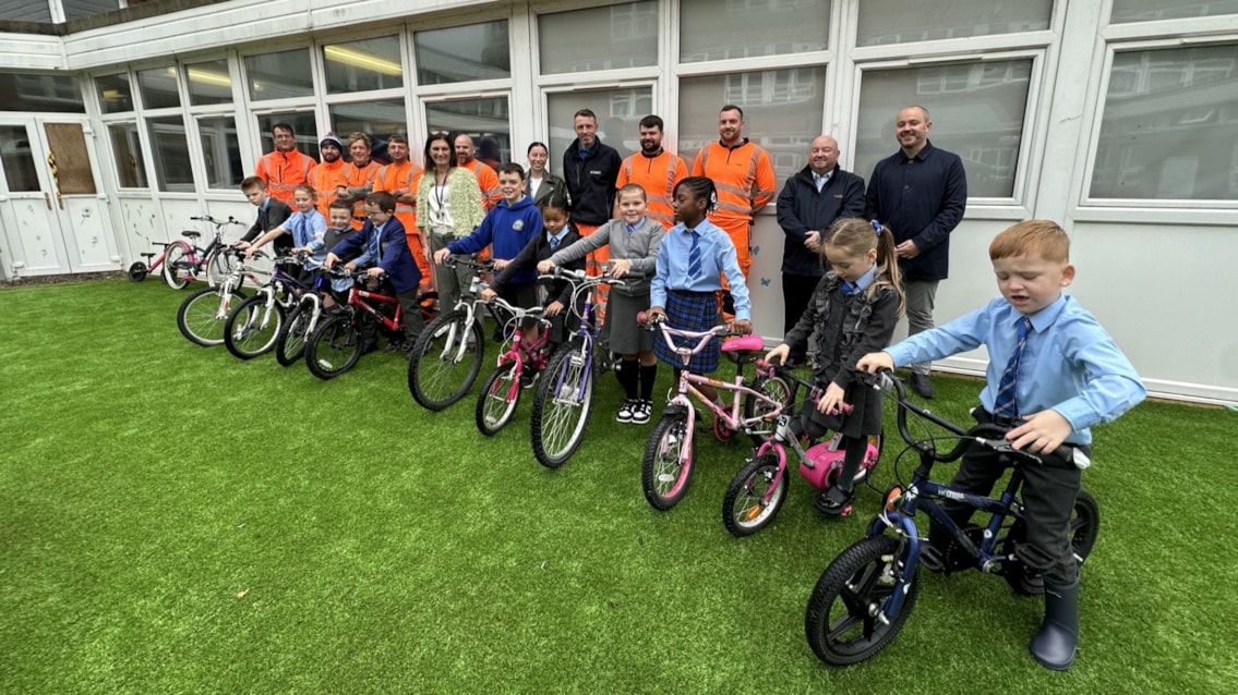 Scotland’s railway helps put pupils on bikes at Glasgow school: Bike handover, St Anne's Primary, Glasgow