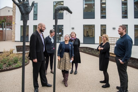 2 The Mayor Cllr Demirci Anne Canning Ilona Sarulakis Diane Ducie Daniel Lilley in the sensory garden at Oswald Street