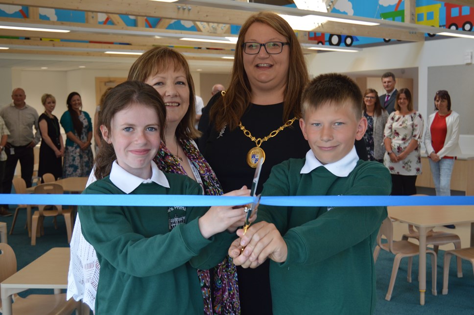 Pupils cut ribbon at Milne's Primary as £2million extension is completed