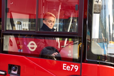 A bus driver, Kelly Myatt, in a zero emission electric bus at Go-Ahead's Bexleyheath Depot in south-east London.