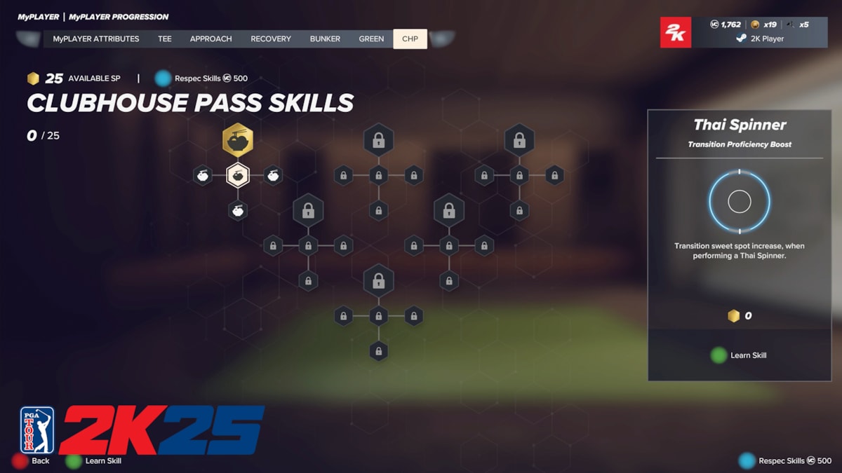 PGA TOUR 2K25 Clubhouse Pass Skill Tree