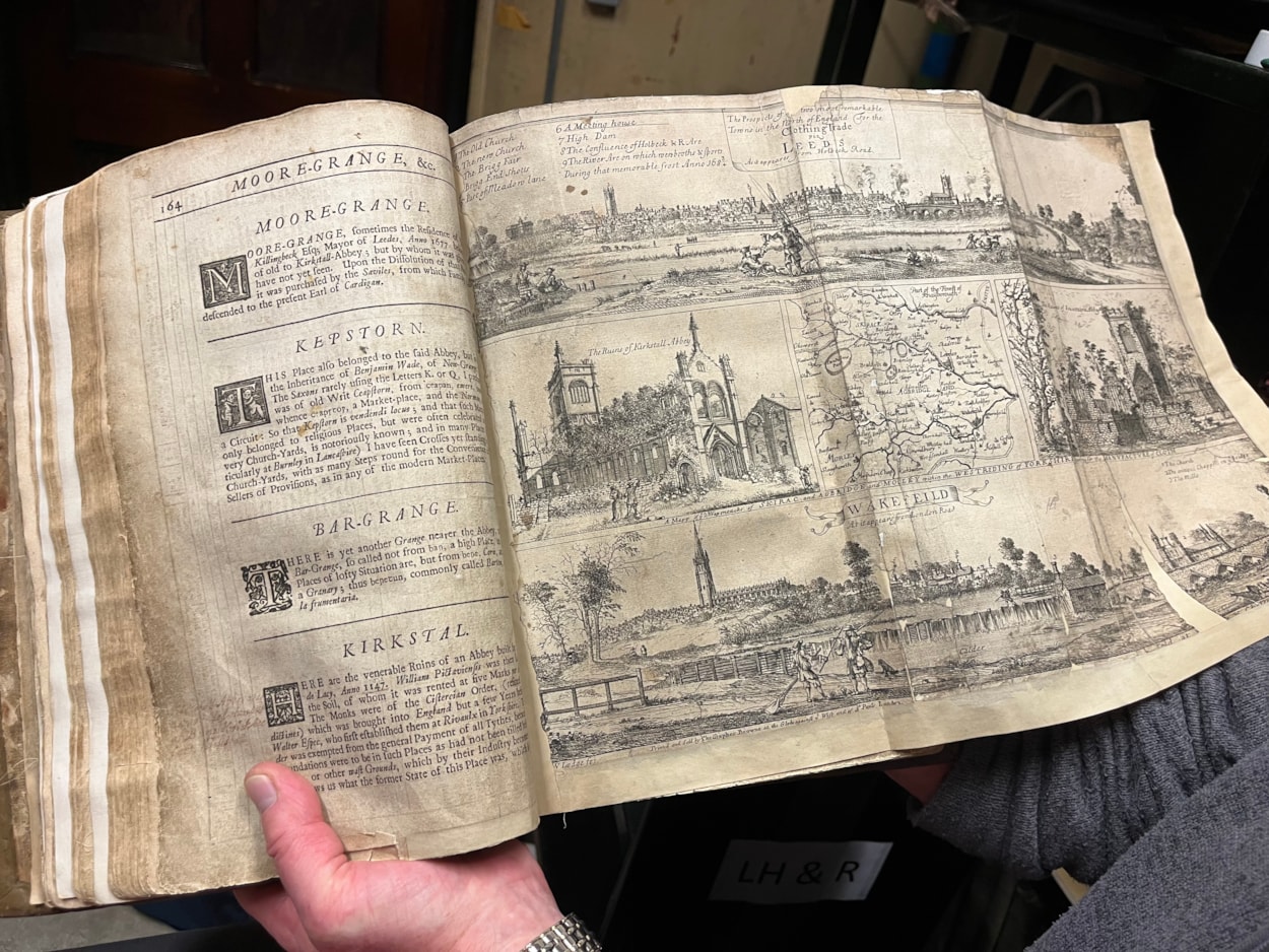 Leeds histories: Leeds Central Library’s one-of-a-kind edition of famed historian Ralph Thoresby’s Ducatus Leodiensis.
Printed in the mid-1740s, the incredible book will be on display at the library until the New Year.