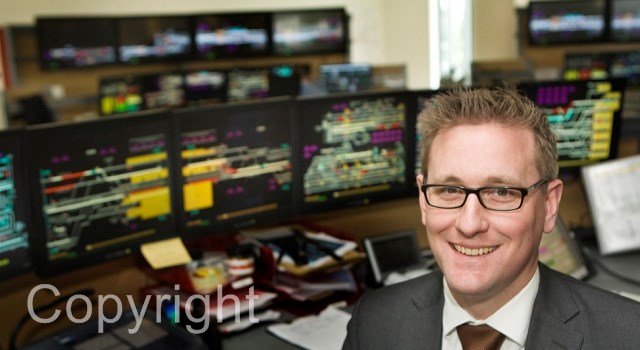 Patrick Hallgate, route managing director, Network Rail Western at Didcot signalling centre_credit The Oxford Mail, Antony Moore: Patrick Hallgate, route managing director, Network Rail Western