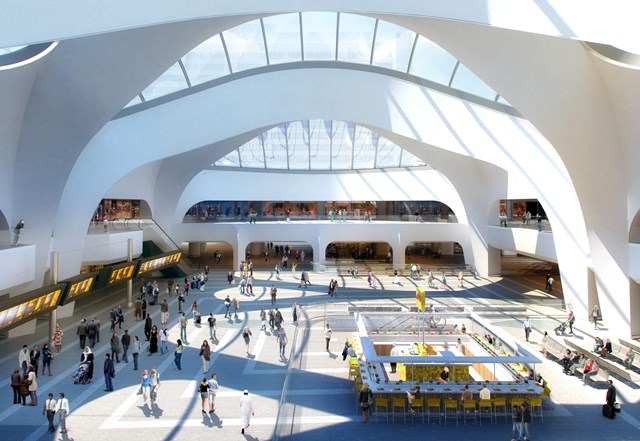 MINISTERS SEE BIRMINGHAM NEW STREET PROGRESS: Birmingham Gateway atrium