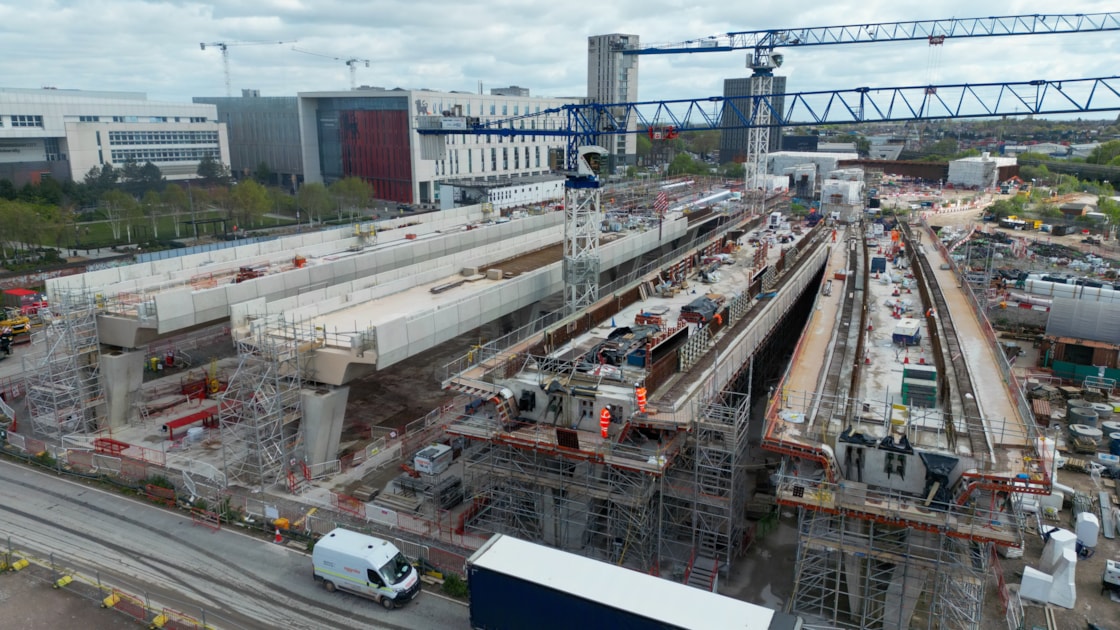 The four separate decks of the Curzon 3 viaduct