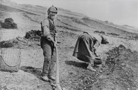 Potato planting using a cas-chrom, Hebrides c.1900.SLA.C.6345
