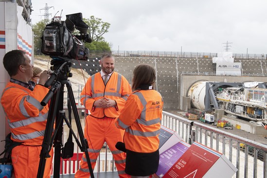 HS2 Minsiter Andrew Stephenson at the launch of TBM Florence May 2021