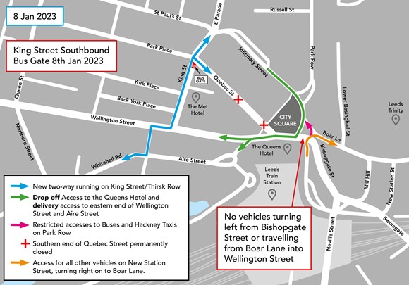 Leeds City Square - 8 January vehicle flow