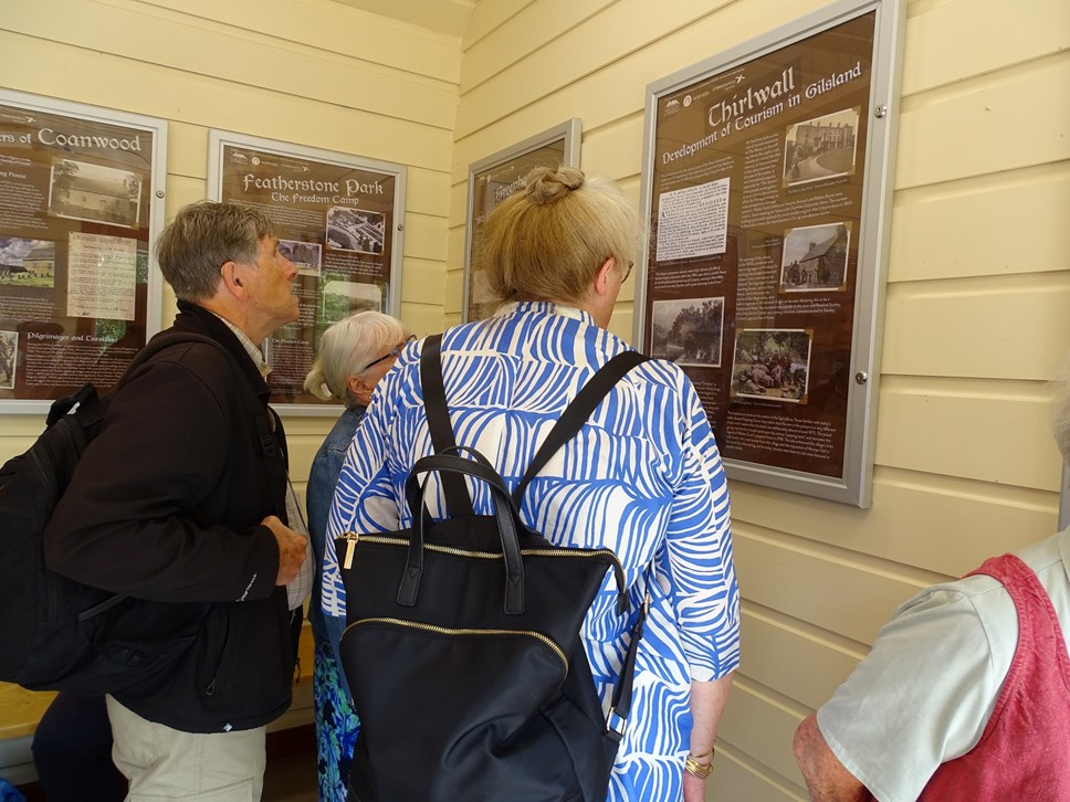 This image shows community members enjoying the new exhibition at Haltwhistle-2