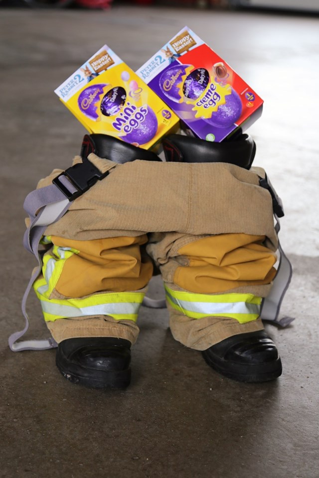 Donated easter eggs at fire station in Cumbria