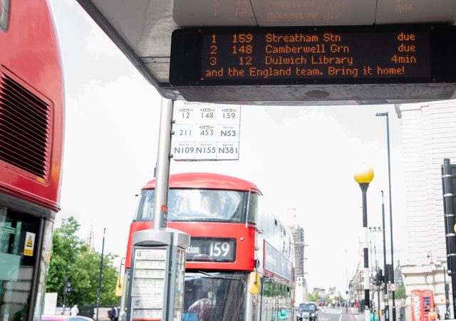 TfL Image - Bus shelter Countdown display during EURO 2020