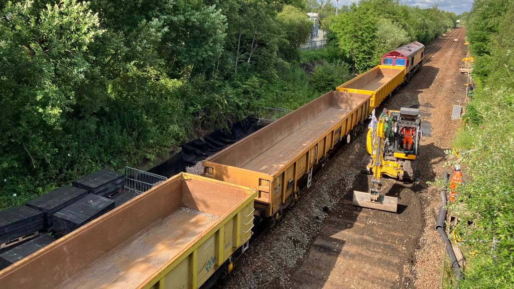 Engineering trains used during Ladies Lane bridge demolition