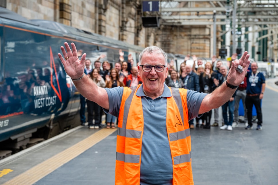 Avanti West Coast Fleet Interface Engineer, Gerry Bowie, celebrates last working day of 47-year railway career at Glasgow Central