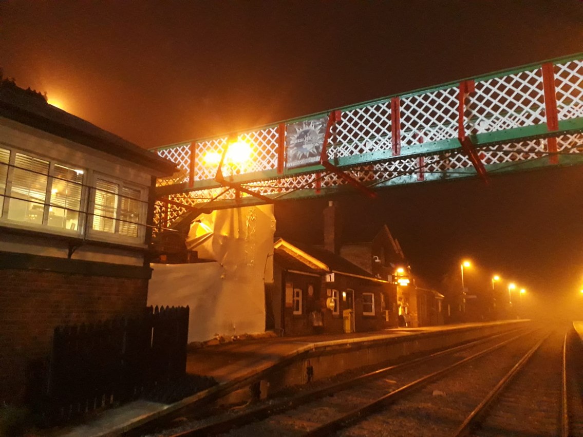 Narborough station footbridge back in place