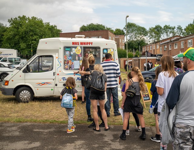 Party for the warren - ice cream van: Residents enjoyed free ice-cream at Party for The Warren