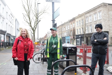 Cllr O'Halloran, Leader of Islington Council, out and about with council staff in the Cally