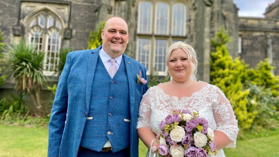 Scott Shaw and Marie Kopaczel, who got married at Priory Hall on Saturday