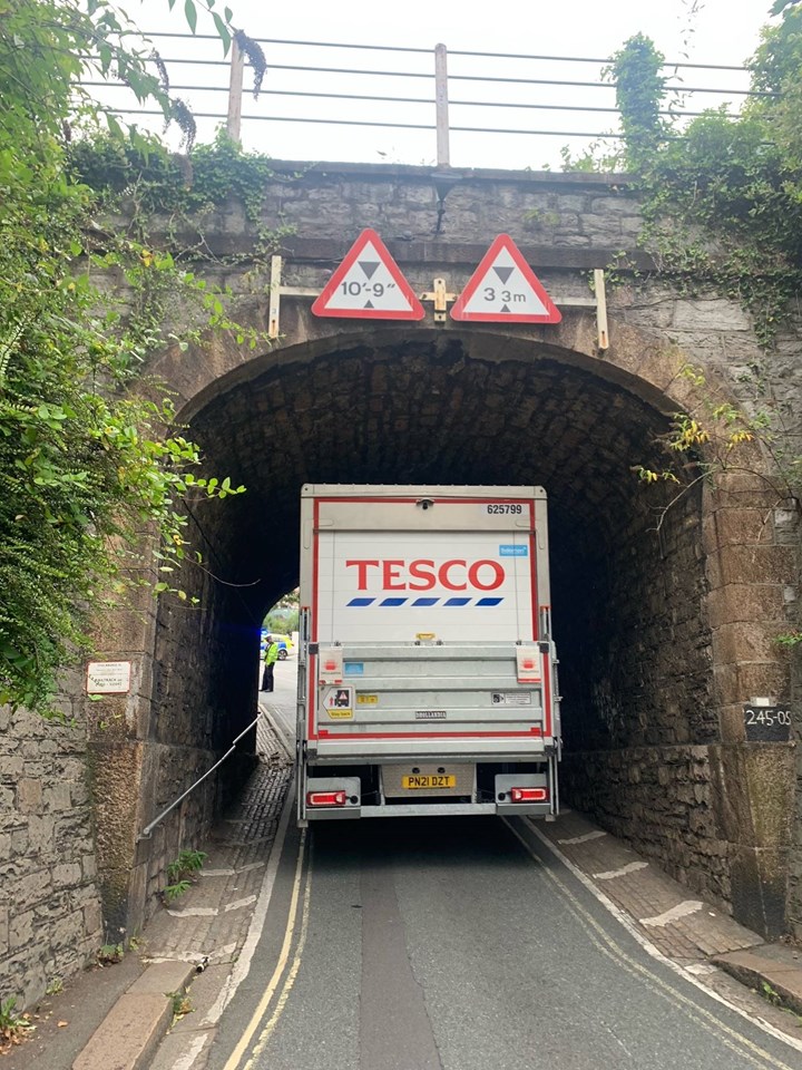 The lorry got stuck on Bank Holiday Monday