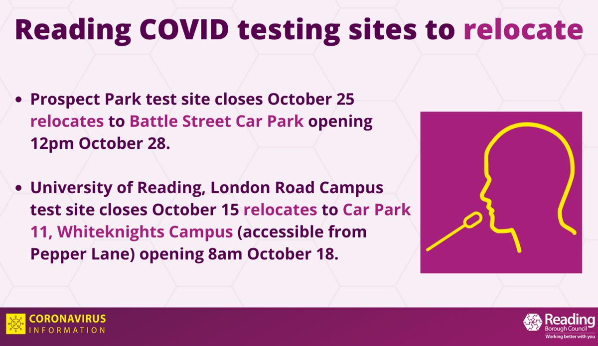 Reading COVID test centres relocate