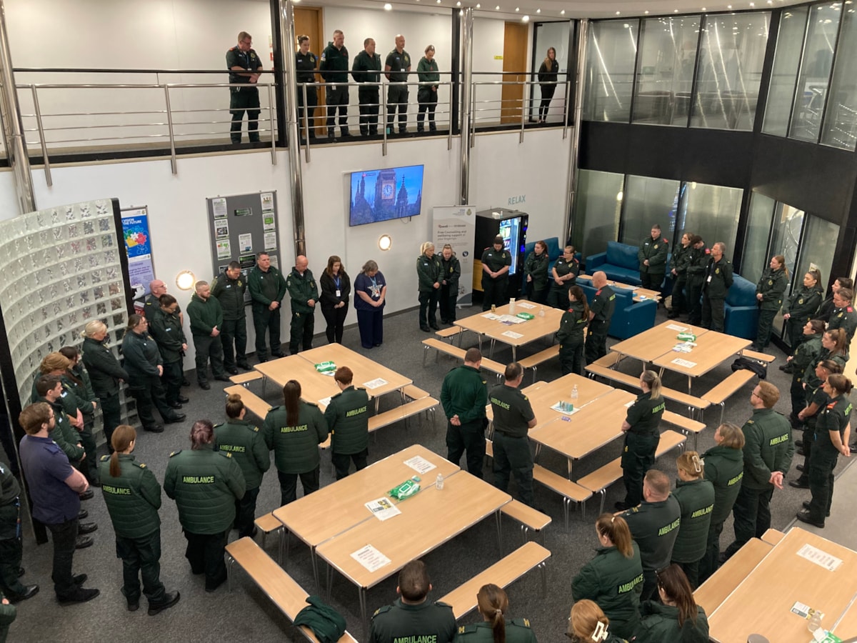 NEAS colleagues take part in the silence at the service's training centre in Team Valley