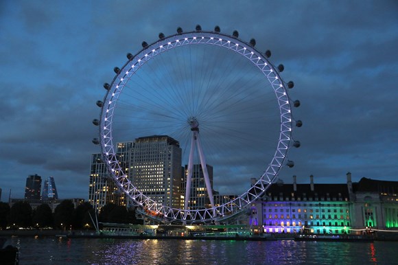 TfL Press Release - London’s cityscape turns purple on the eve of Elizabeth line opening: London Eye