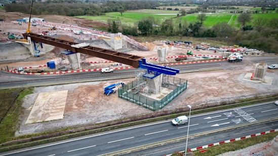 84 metre viaduct section moved over westbound link road