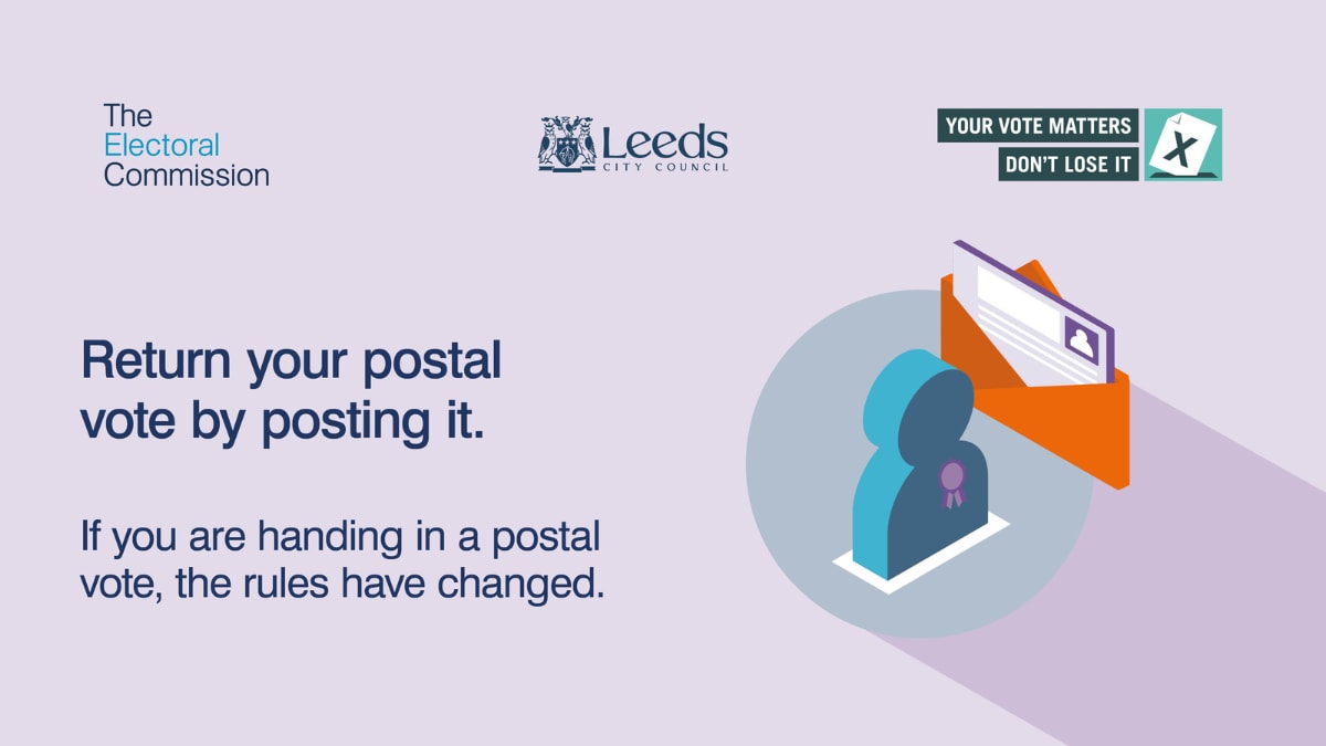 PostalVote Newsroom 1200x675 v3: Electoral Commission image on information related to changes to postal voting